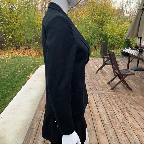 Classic chique black wool blazer jacket two buttons closure two front pockets - Picture 7 of 16